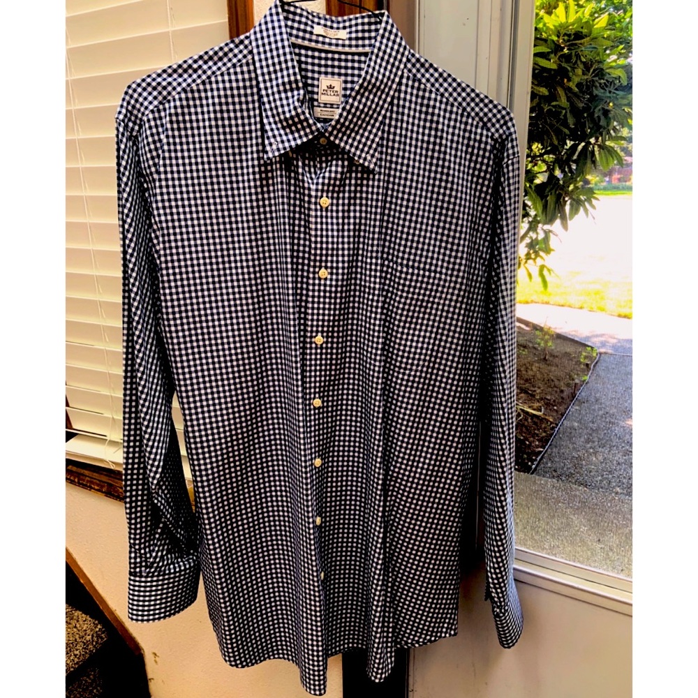 Men’s Peter Millar size extra large royal blue checked collared button down